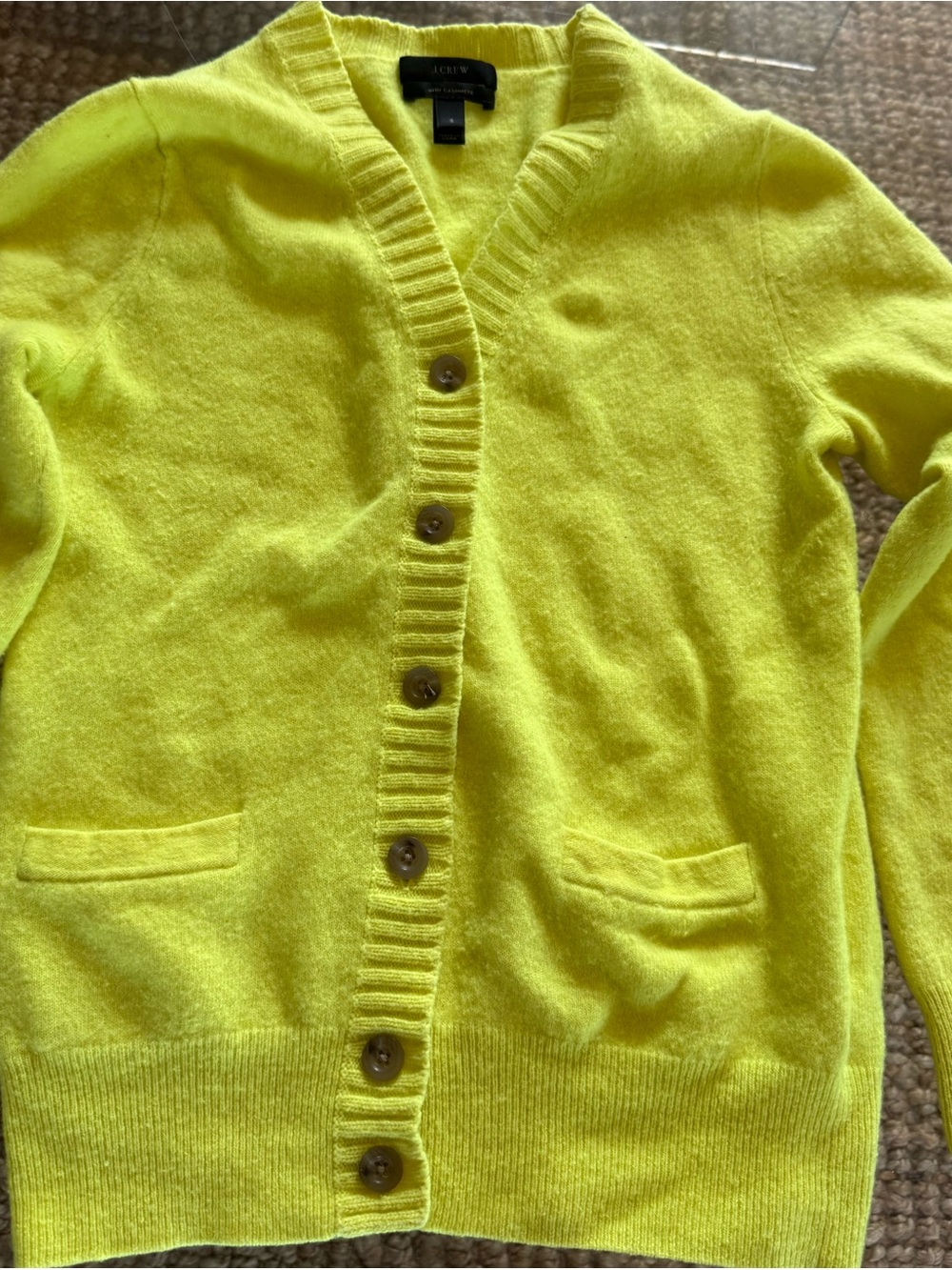 Cashmere blend size S JCrew Bright Yellow V-Neck Button Cardigan